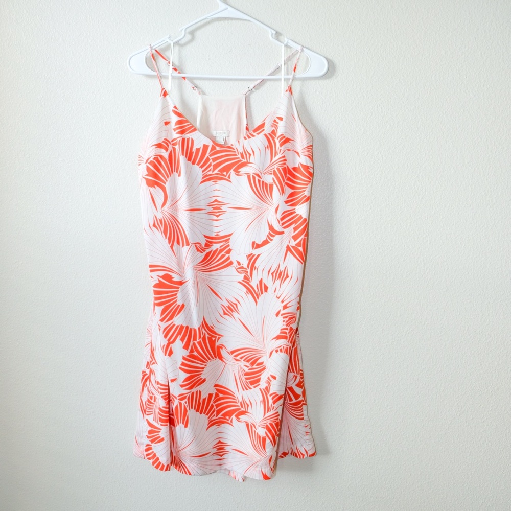 J.Crew Bright Coral Tropical Shift Dress Sleeveless Summer Womens 12
